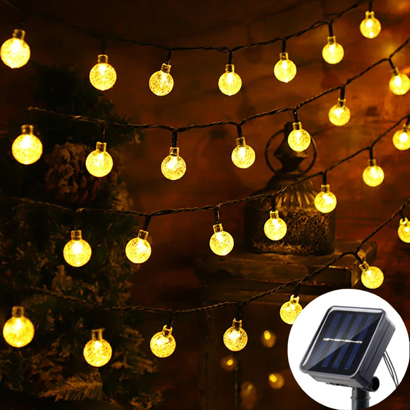 

Solar Crystal Globe LED String Lights LED 8 Lighting Modes IP65 Fairy Light Christmas Garland for Garden Party Decor 5/7/12M