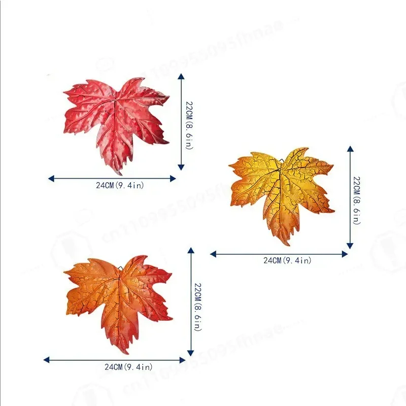 Wrought Iron Wall Hanging Maple Leaf Modeling Graphic Printing Handicrafts Garden Home Metal Pendant High Quality