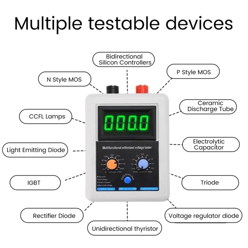 

-FDDT 0-3500V Semiconductor Withstanding Voltage Tester Transistor Tester Diode MOS Triode LED Voltage MOV Voltage Detection