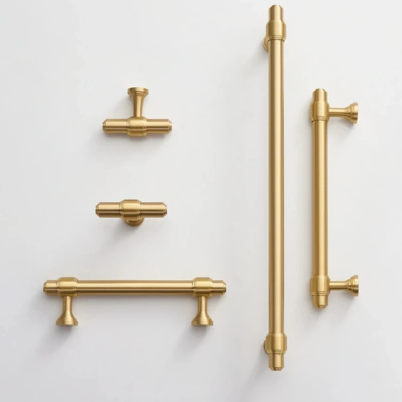 

Solid Brass French Style Luxury Cabinet Knobs Wardrobe Drawer Doors Handle Tbar