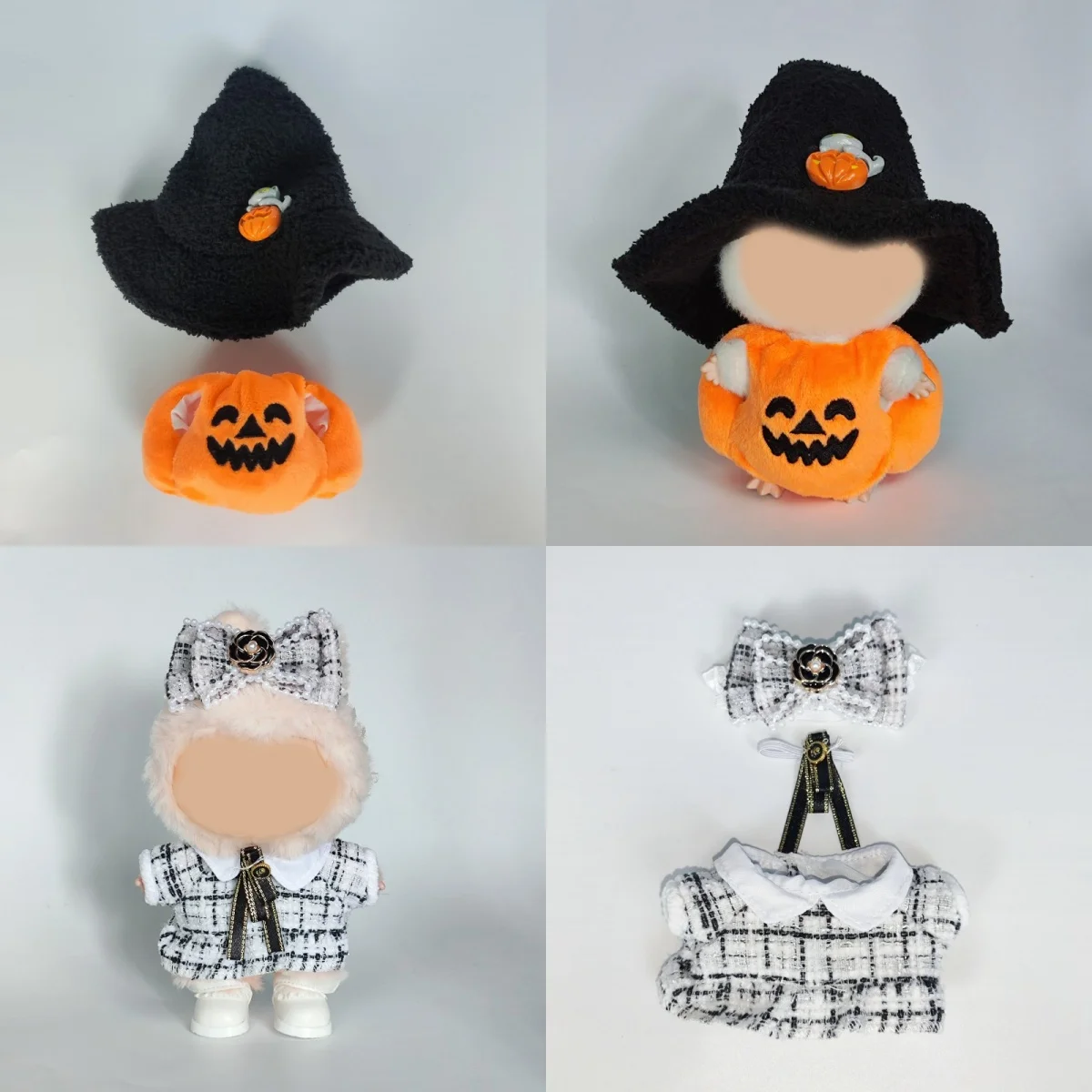 

17cm Labubu Doll Apparel Set Floral Pattern Dress + Bow Headband Trendy Outfit for Kawaii Doll Custom Styling