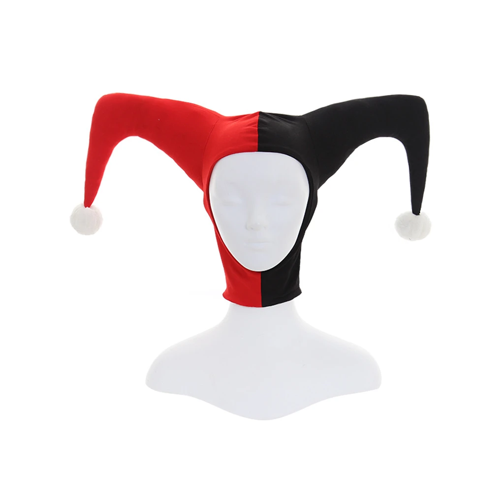 Sombrero de Cosplay de Harley Quinn, accesorios de fiesta de Halloween, sombrero rojo y negro, accesorio Unisex