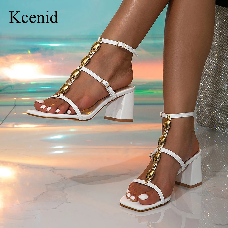 

Kcenid New Ankle Strap Sandals Women Open Toe Summer Narrow Band Buckle Strap Women Sandals High Heels Banquet Party Shoes