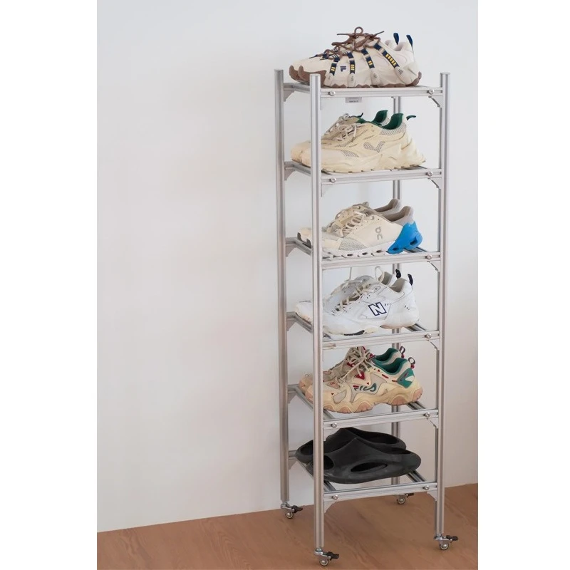 aluminum profile floor-to-ceiling shoe cabinet, multi-layer locker, household door storage cabinet