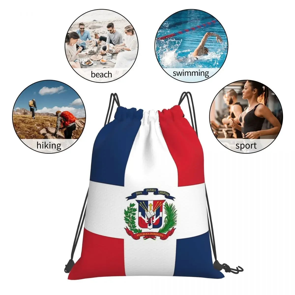 Dominican Republic Flag Gifts, Stickers And Other Products Backpacks Drawstring Bags Drawstring Bundle Pocket Sports Bag BookBag