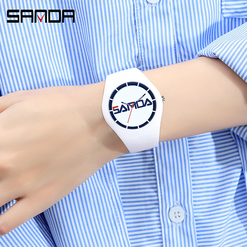 SANDA Casual Fashion Quartz Women Watch Trend Women Silicone Watch Waterproof 2023 New Womens Watches Gift Reloj Mujer 6076