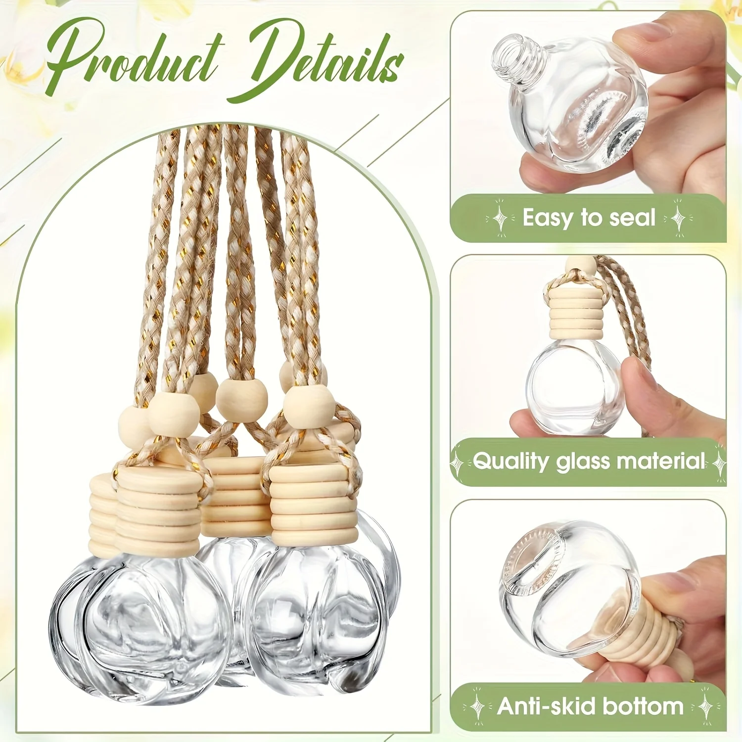 21pcs Car Diffuser Bottle Hanging Car Air Freshener Empty Air Freshener Car Perfume Diffuser Refillable Perfume Bottle（8ml)