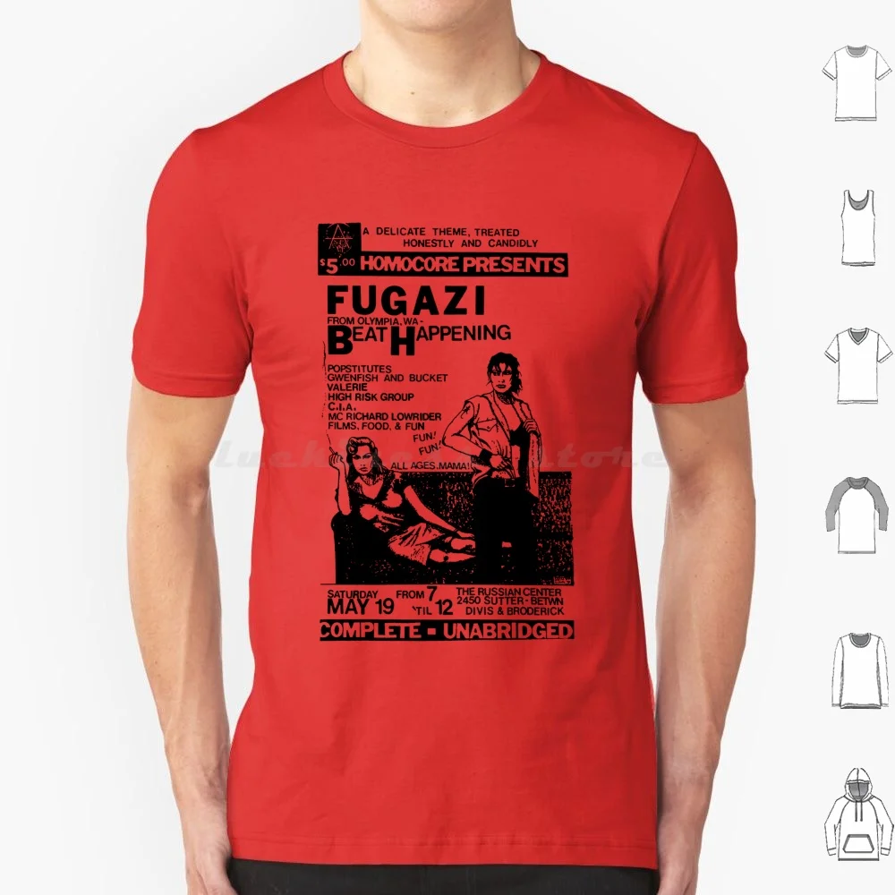 Fugazi Beat Happening Gig Poster T Shirt Big Size 100% Cotton Fugazi Beat Happening Hardcore Emo Indie