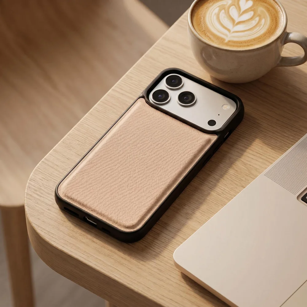 Single Initial Custom Gold Hot Stamping Embossed Case for iPhone 14 15 16 17 18  Pro Max Premium Saffiano PU Leather Phone Cover - view 5