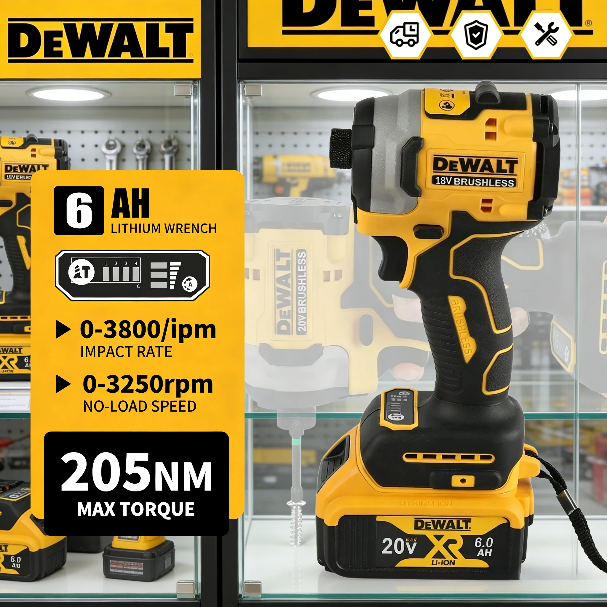 

Бесщеточный ударный гайковерт DeWALT DCF850, 3250 об/мин, беспроводной, интеллектуальный, 205 Н·м, с высоким крутящим моментом, электроинструмент