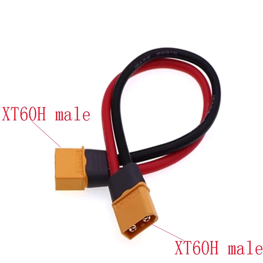 

XT60H-F Plug UAV Motor Wire Connector Lithium Battery Cable Connector 10-50CM Length Optional 12AWG Silicone Wire