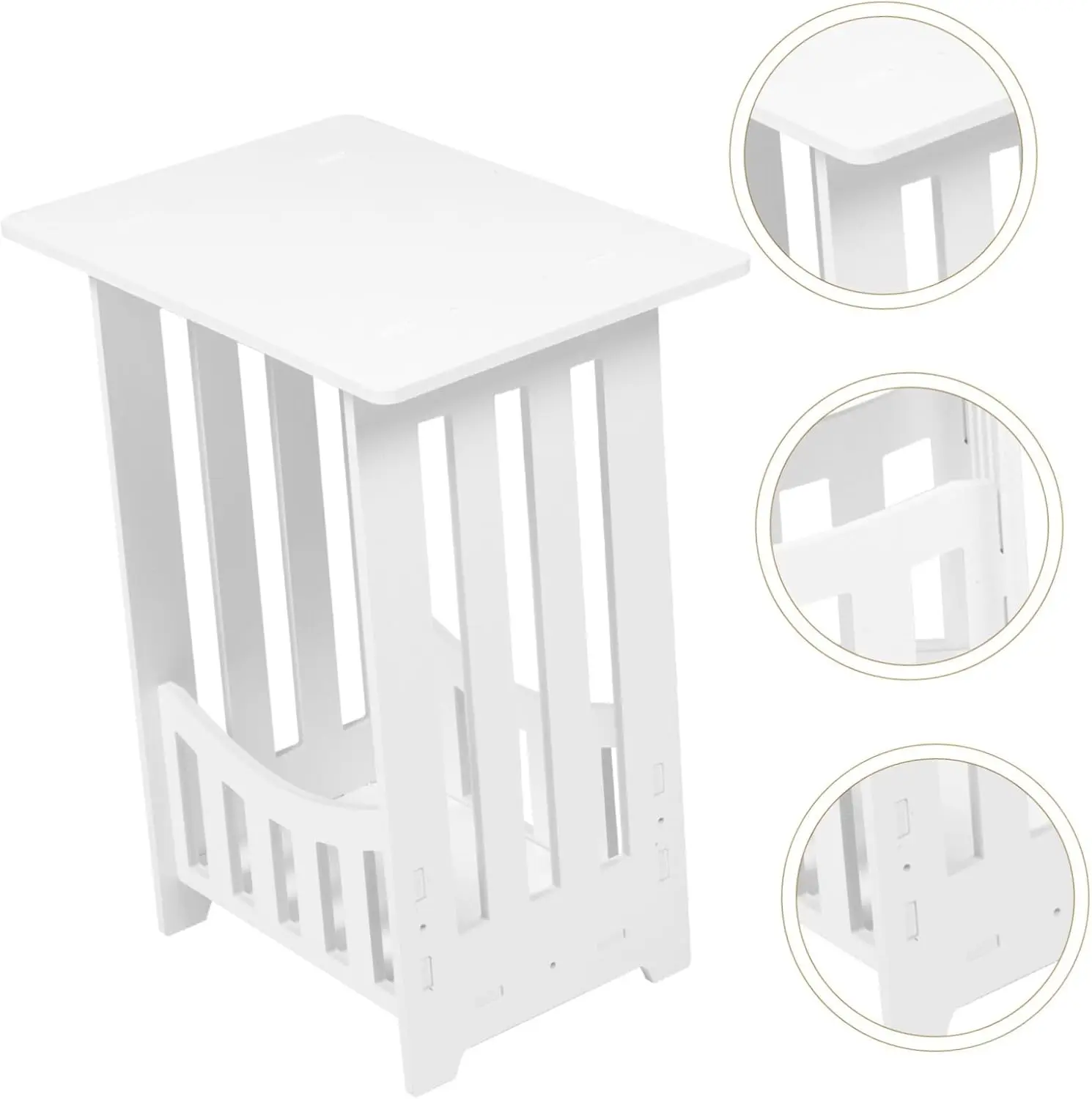 Small   Desk Side Table Slim Table Bedroom Side Table Night Stands for Bedrooms Accent Table  Bedside Table Decor Corner PVC Woo