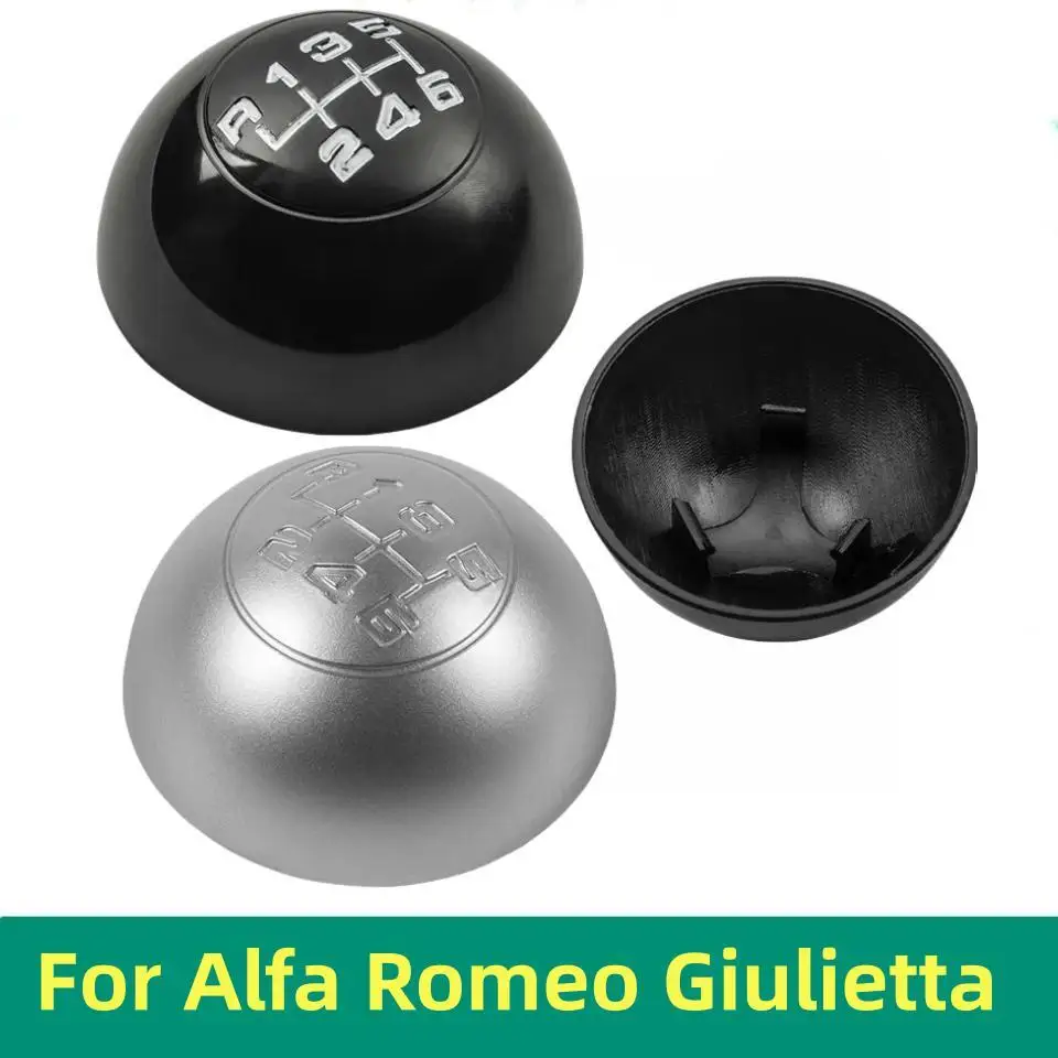 Chrome Silver Black Gear Shift Knob Cap Cover Shifter Lever Handball Case Cover for Alfa Romeo Giulietta 2011 2012 2013 2010-Up