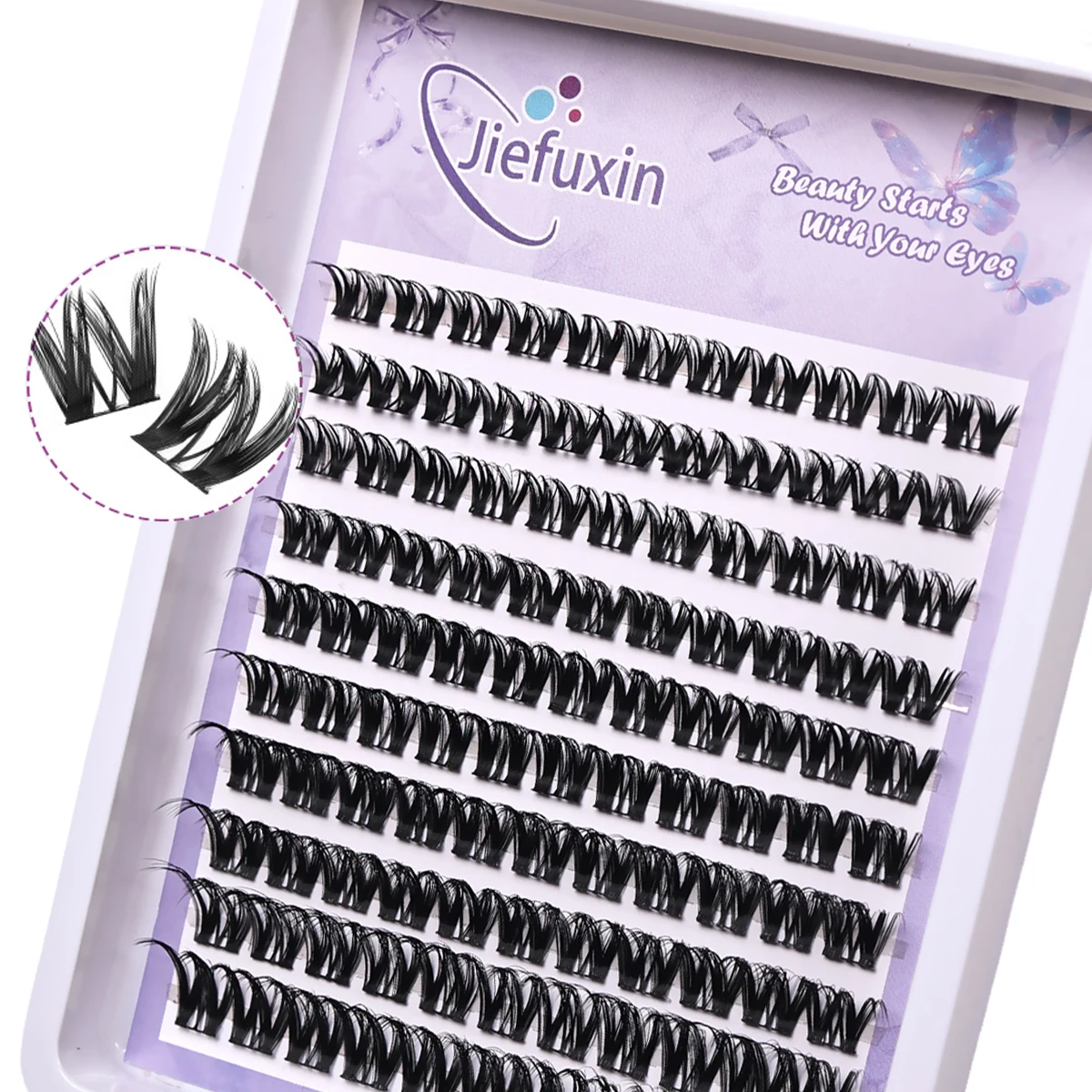 Wimperncluster-Erweiterungen, natürliches Aussehen, Wimpern, D-Locken, flauschige Cluster-Wimpern, DIY-Wimpern – Detail 2