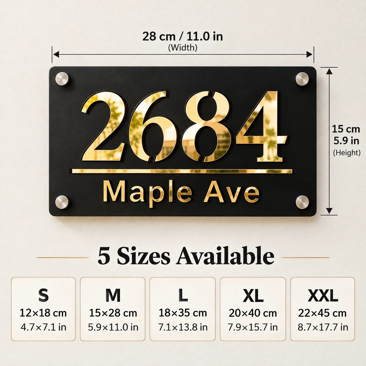 Custom 2D Acrylic House Number Sign, Personalized Door Nameplate, Mailbox Address Plaque, Home Office Wall Decor