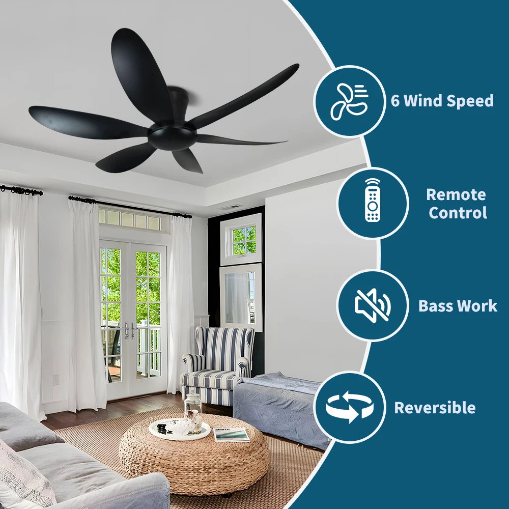 36/42 in Modern Ceiling Fan Light, No Light Source, Suitable for Bedrooms and Indoors, with Remote Control Embedded Installation