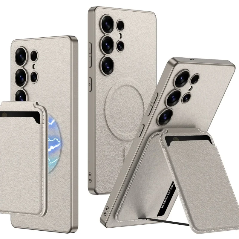

Luxury PU Leather Card Holder For Samsung S25Ultra Case for samsung s25plus PhoneCover For Galaxy S24Ultra Magnetic For Magsafe