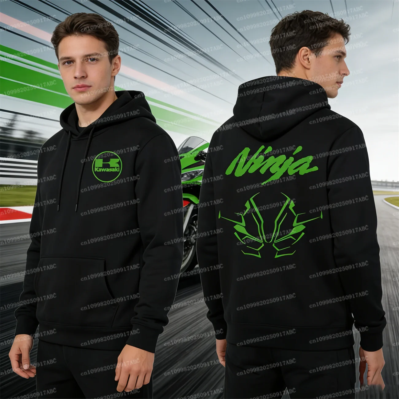 

(Kawasaki)Kawasaki NinjaTop для любителей спорта на открытом воздухе, мужская одежда, весенне-осенняя коллекция, мужская толстовка, женская толстовка с капюшоном