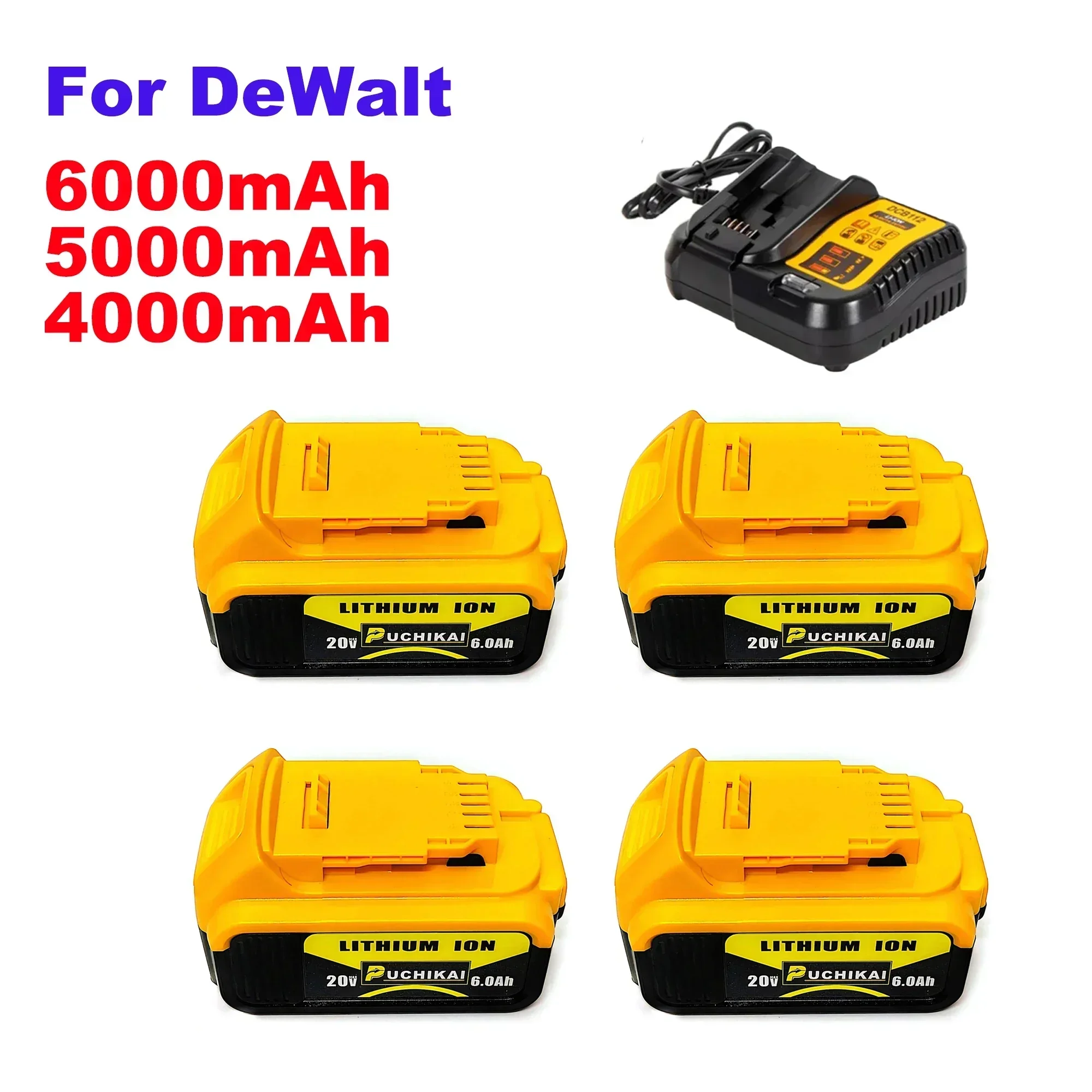 

Backup battery with 100% actual capacity, suitable for Dewalt original equipment lithium batteries 18V-20V, DCB184, DCB200