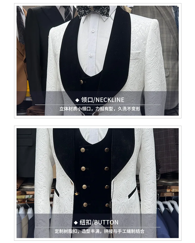 2025 Man Suit Cross-border Men's Suit Set, Fashionable New Wedding Dress, Men's Suit, Best Man's Suit(Jacket+Vest+Pants)