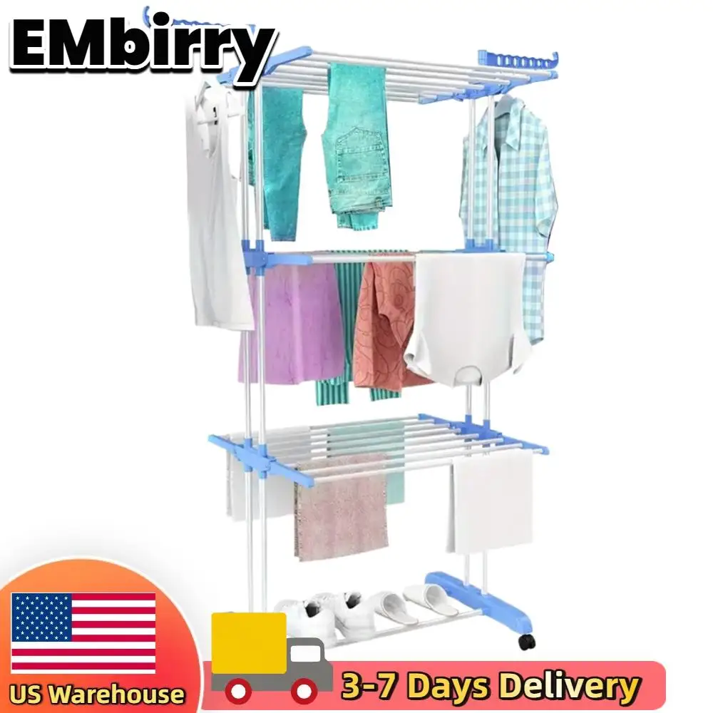 4-stufiger faltbarer Wäscheständer auf Rollen – freistehender, beweglicher Trockenständer für Handtücher, Kleidung und Schuhe