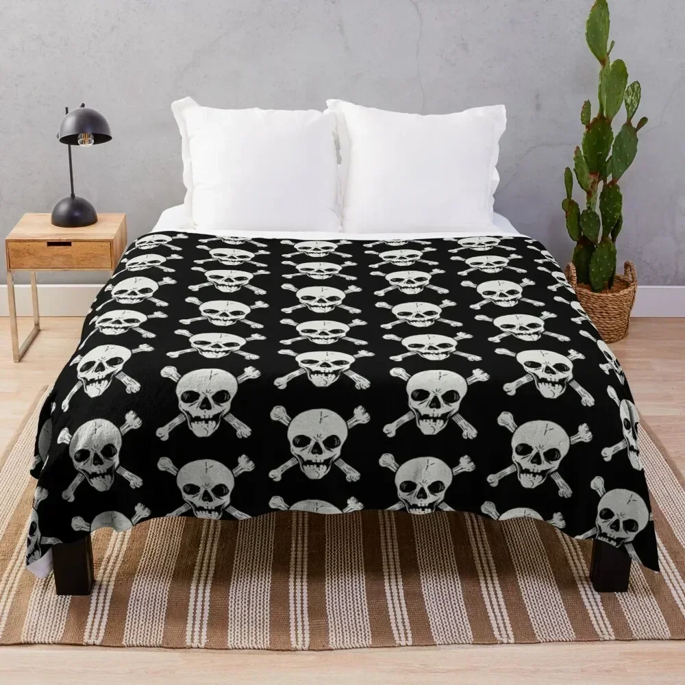 

SKULL AND CROSSBONES GOTH HORROR Throw Blanket Color Fast Cozy Throw Blanket