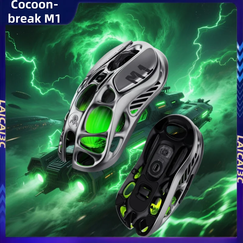

Беспроводная игровая мышь Cocoon-Break M1, полый дизайн из магниевого сплава, трехрежимная, Paw3395 RGB, долговечная игровая мышь, аксессуар
