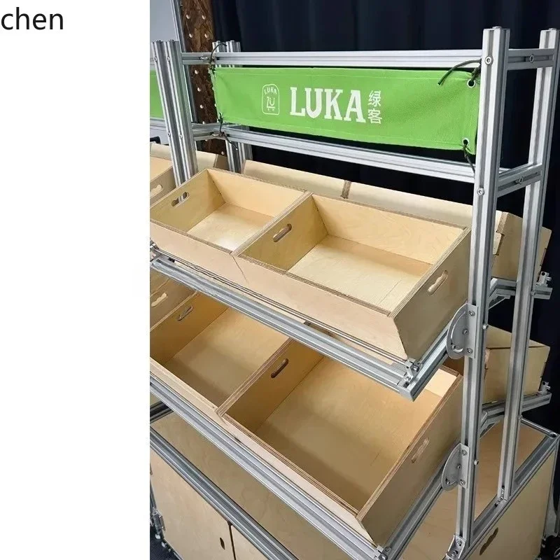 HYS Aluminum Profile Industrial Style Shelf Fruit and Vegetable Storage Display Cabinet  Multi-layer Display Rack