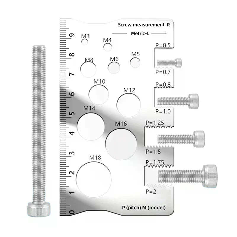 Thread Checker Screw Measurement Ruler Stainless Steel Caliper Metric Gauge Tool For Measuring Screw Pitch Bit Bolt Nut Screw