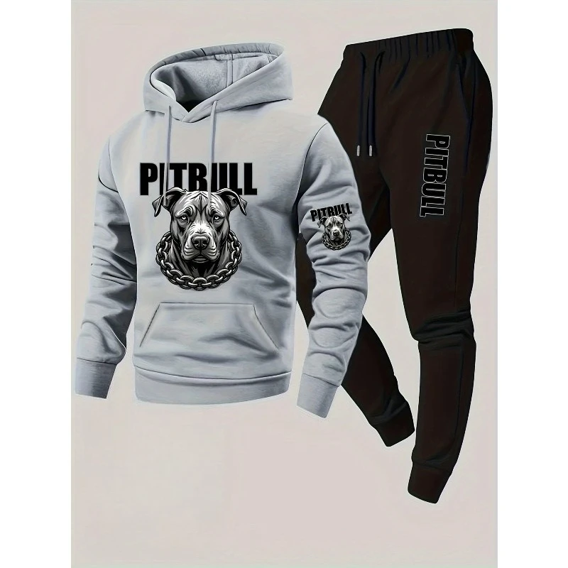 

2025 Мужская спортивная одежда с капюшоном, комплект из 2 предметов, повседневная одежда с 3D-принтом и логотипом E-A, свободная толстовка с капюшоном и подходящие брюки