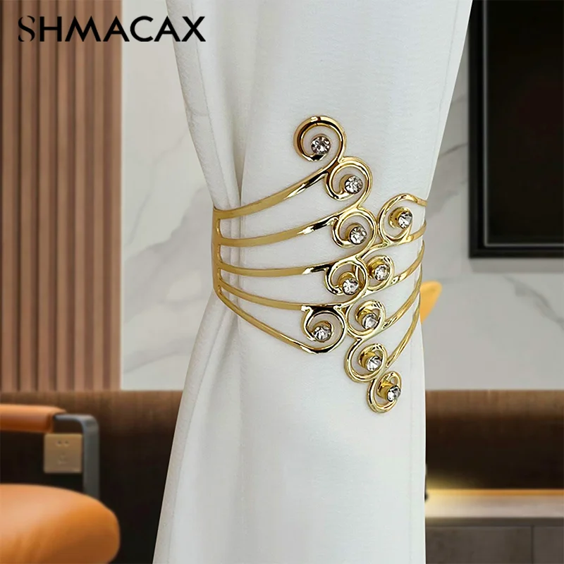 2pcs Curtain Tie Backs, Sparkling Rhinestone Curtain Holdbacks, Curtain Holder Buckle, Modern Design Curtain Drapes Clips