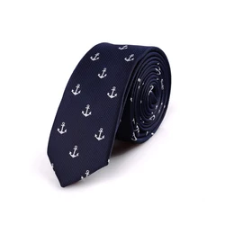 5CM Polyester Skull Ties For Men Narrow Navy Necktie Anchor Bicycle Floral Novelty Cravat Halloween Festival Party Shirt Gravata