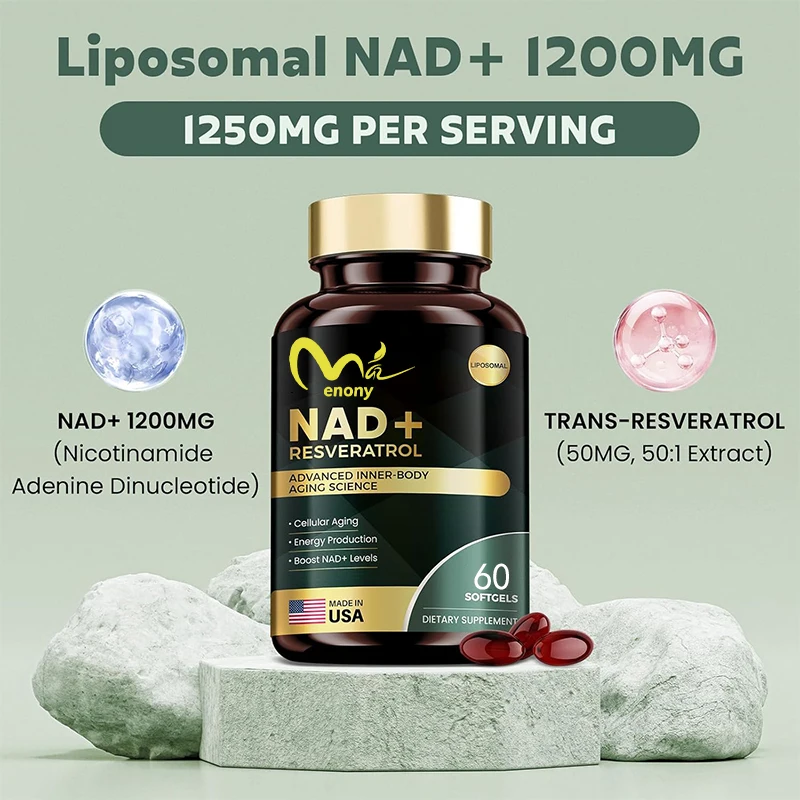 100pcs Liposomal Nad+supplement 1200mg Containing Trans Resveratrol, Enhances Energy And Anti-aging Support -60 Softgel Capsules