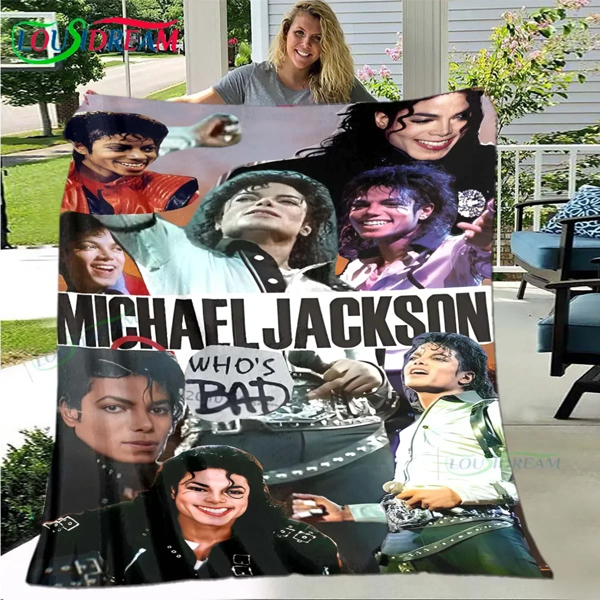Hot Fashion Pop Singer M-Michael Jackson Flannel Adult and Children's Blanket Sofa Bed Decoration Blanket Portable Blanket Gift