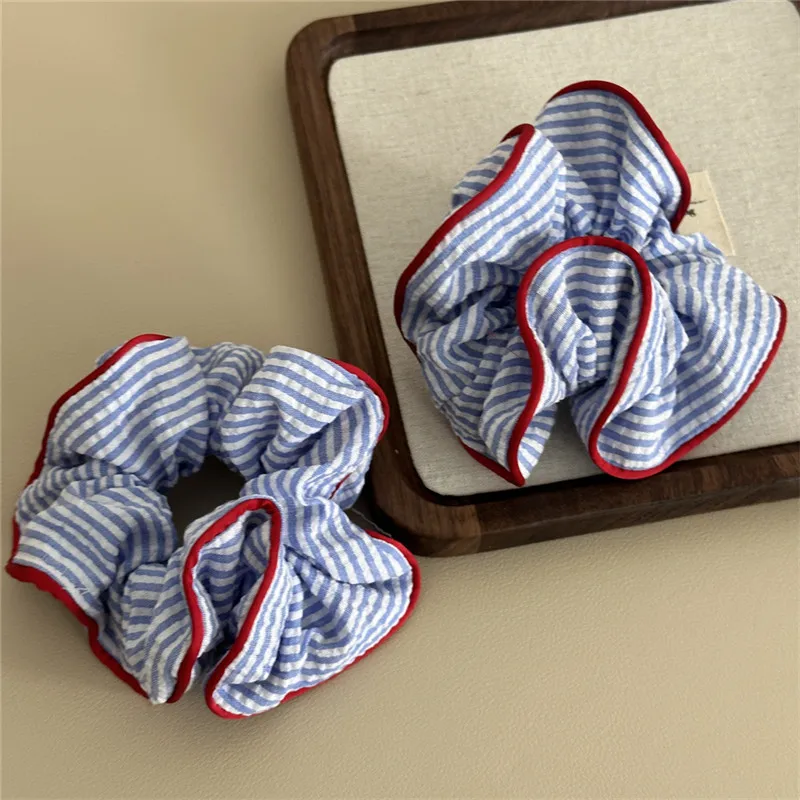 1 قطعة الأزرق والأبيض مخطط صراع اللون الأمعاء الغليظة الشعر الدائري الطازجة ذيل حصان الشعر الدائري الشعر حبل الحلو الرخام رئيس لوحة #3