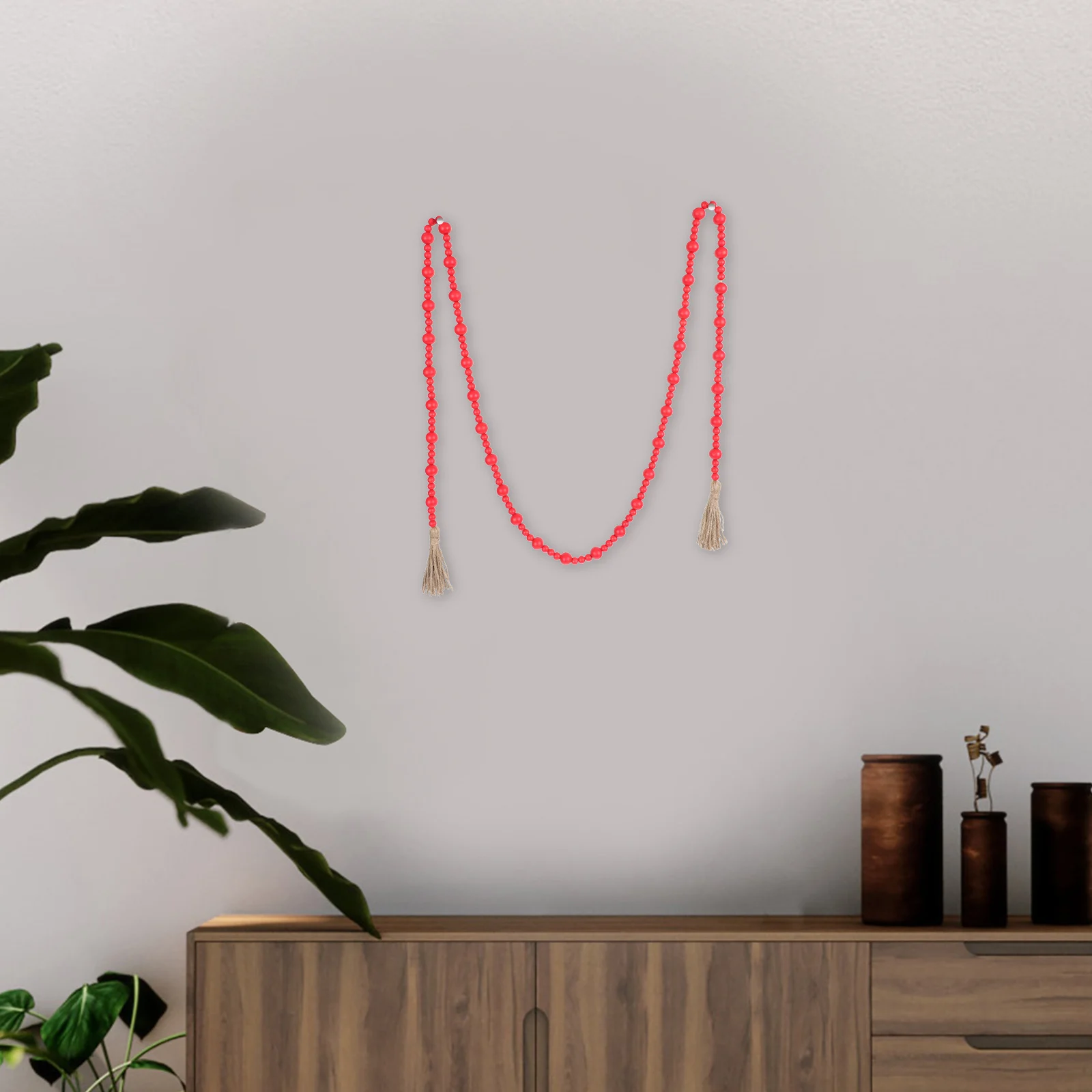 

1Pcs Wooden Beads Tassel String Christmas Tree Home Wall Hanging Pendant Backdrop Decoration Xmas Layout Beads