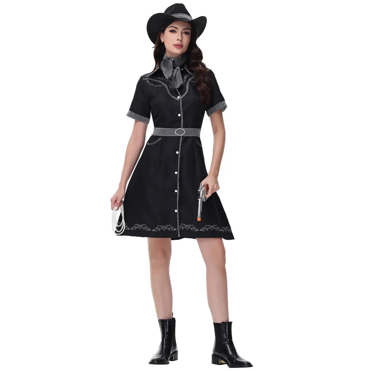 Sexy Singer Disco Western Cowboy Skirt Role Play Cos Police Women's Costume Halloween Clothes Adult Ladies Modern Dance Costume