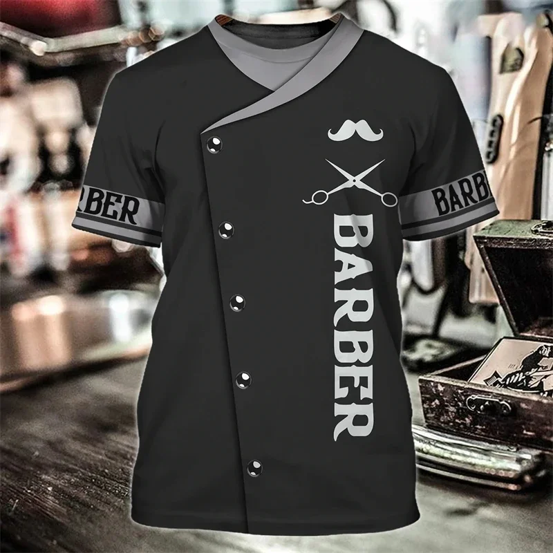 

2024 Summer Hot Sales Barber Shop Men's T-shirt 3D Printed Pullover Loose Comfortable Short Sleeve Fashion Breathable Men's Top