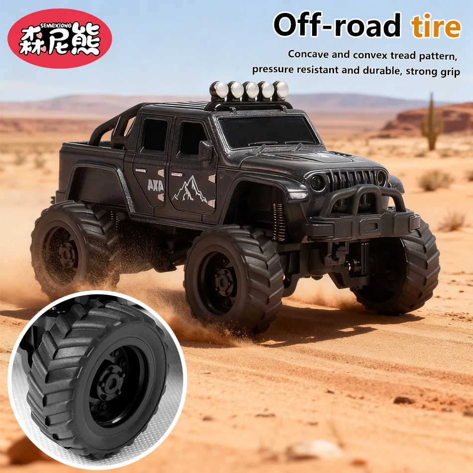SENNIXIONG 1:64 MINI Alloy Electric Remote Control All Terrain Vehicle Light Climbing Truck Toy for Children Gift