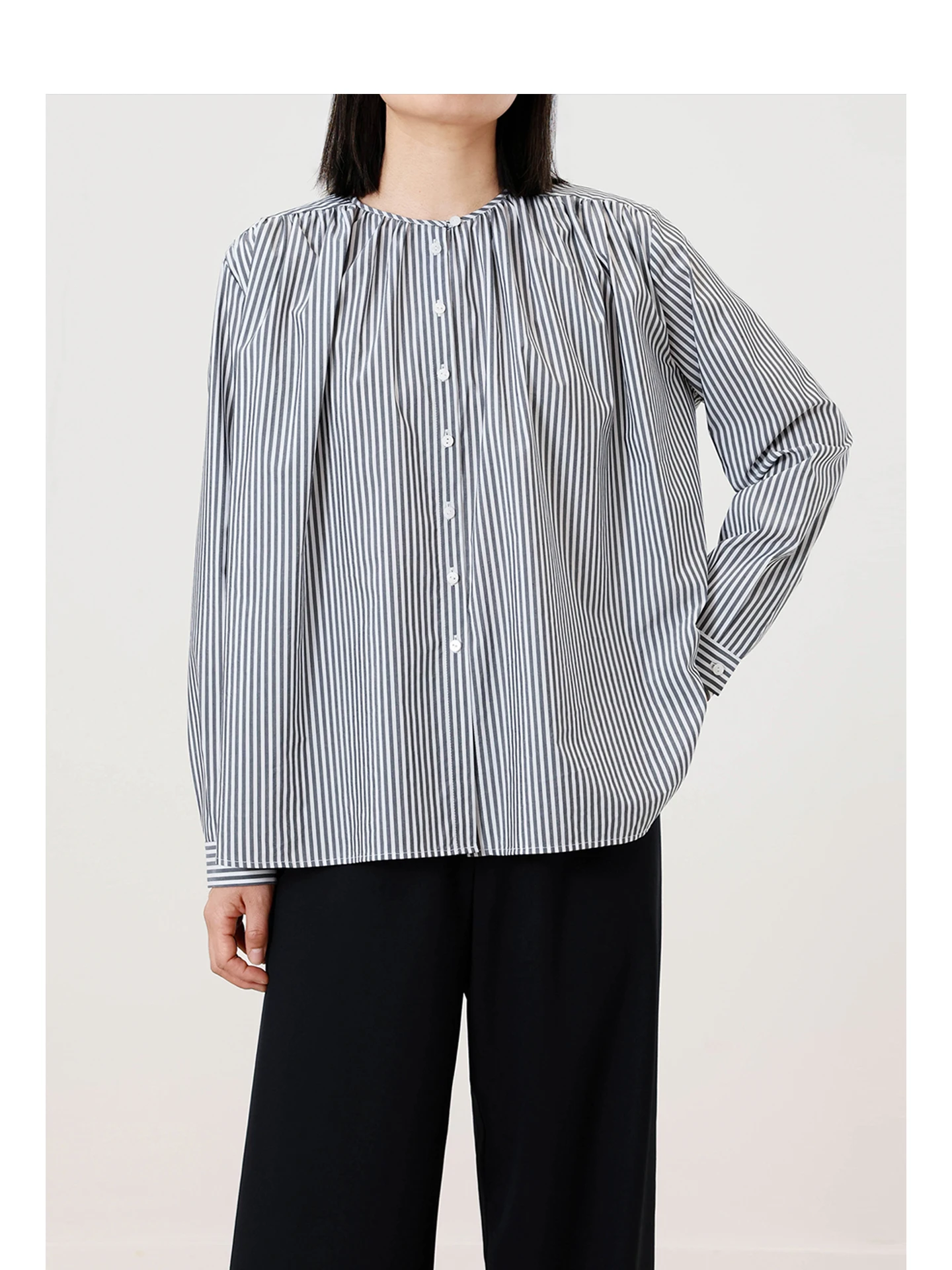 

Новая женская рубашка 317 Cool Touch Airy с эластичными полосками, моющаяся, для повседневной носки, с длинным рукавом, из смесового хлопка и полиэстера, весна 2026