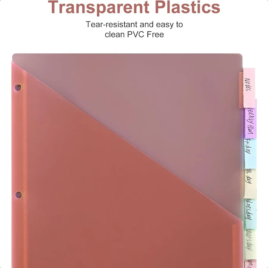 8탭 바인더 디바이더, 2포켓 인덱스 포켓, 3링 바인더용, 8가지 파스텔 색상, US 레터 사이즈, 2팩, 16개입