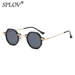 Retro Small Round Square Sunglasses Fashion Polygon Shades for Men Women Anti Blue Light Eyewear Metal Optical Clear Lens UV400