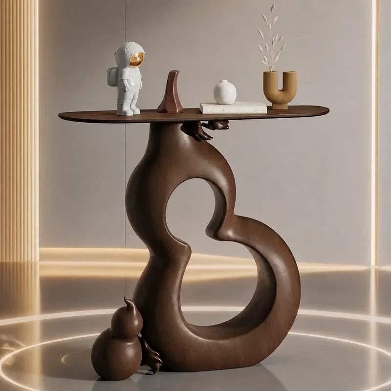 New Chinese Style Walnut Color Entrance Console Table Ultra Narrow Hallway Cabinet Living Room Door Against Wall Corridor