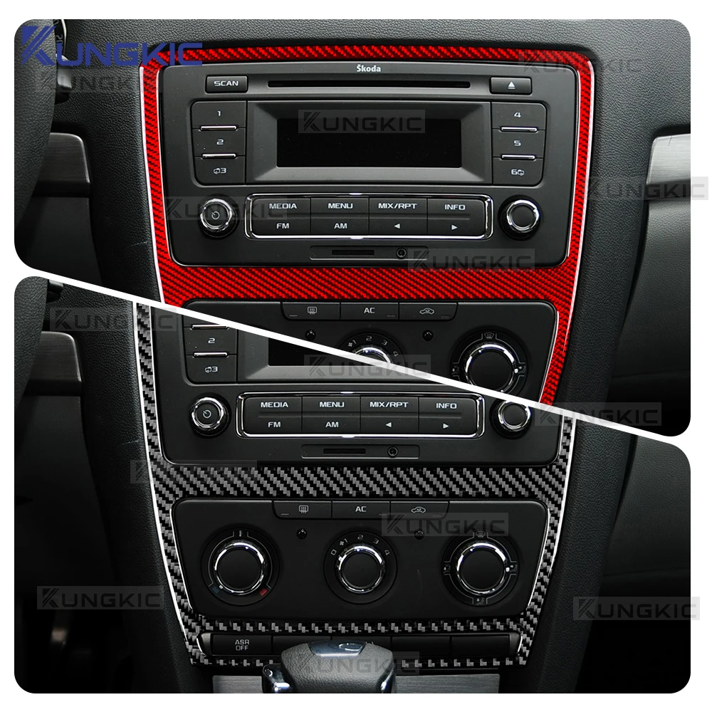 

Накладка на центральную консоль из настоящего мягкого карбона для Skoda Octavia 1z3 1z5 A5 2009-2013, аксессуары для интерьера