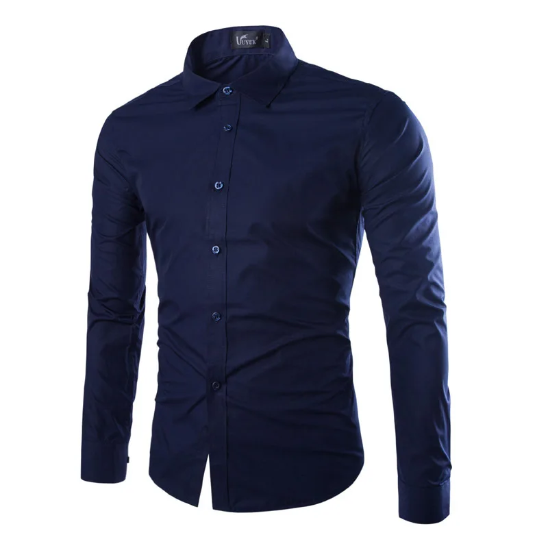 Camisa de manga larga para hombre, camisa informal de Color caramelo, a la moda, 14 colores