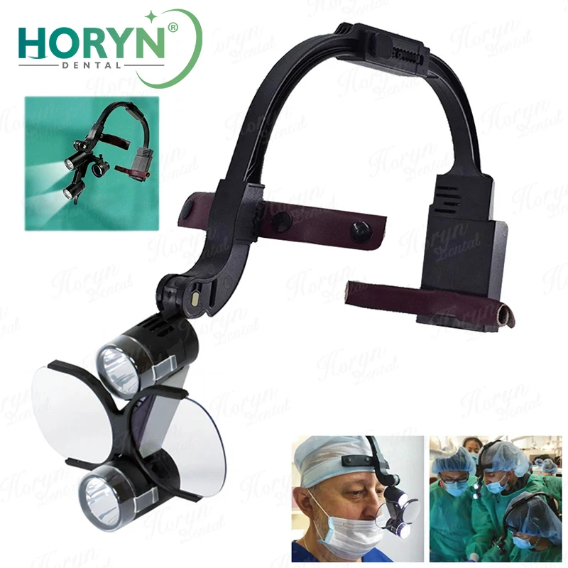 5W Dental Binocular Loupes Dental Medical Magnifier Headlight Focusing LED Light Medical Headlamp