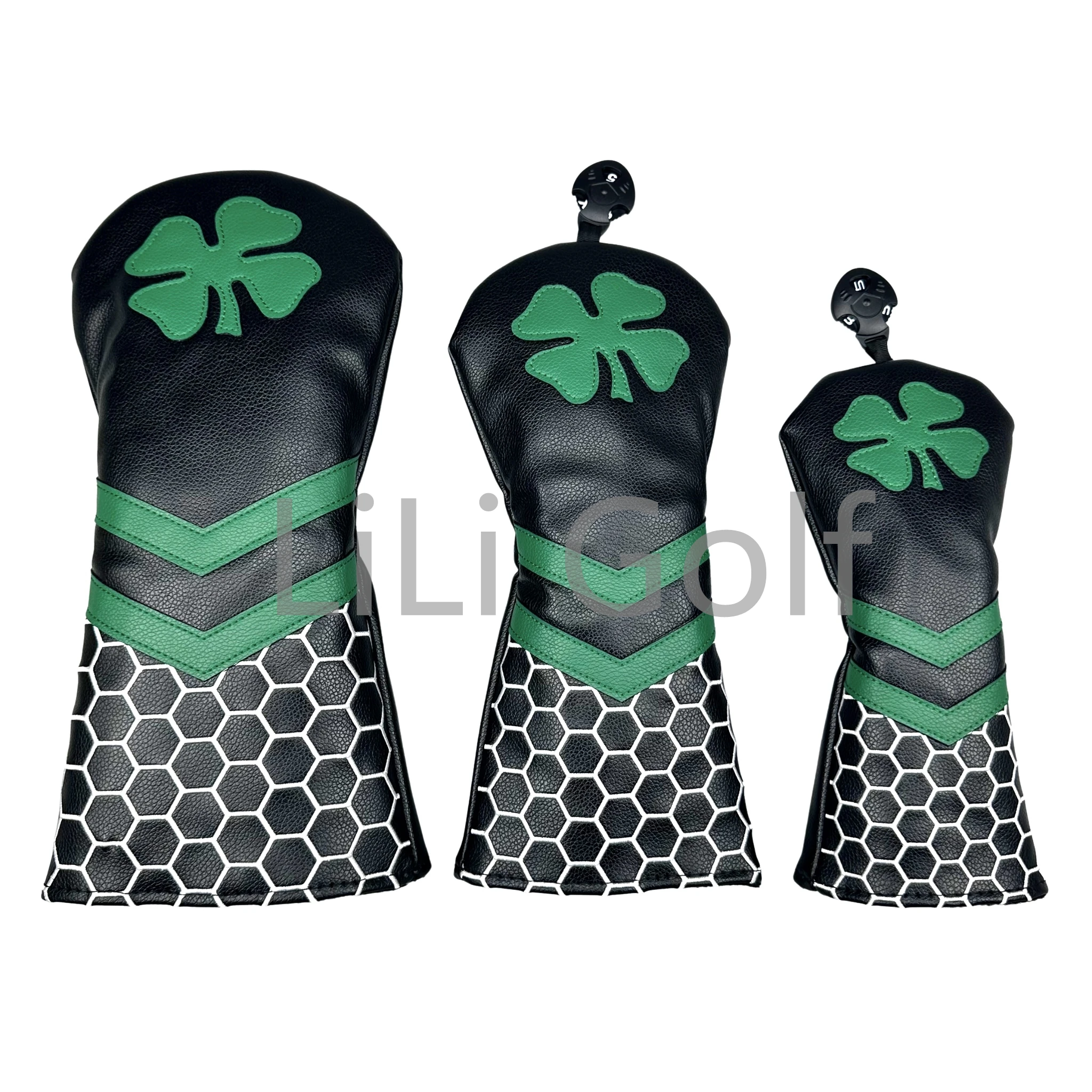 

Golf Honeycomb Four Leaf Clover Pattern Club Head cover Driver Head Covers Fairway Wood Head Covers Hybrid Head Putter Covers