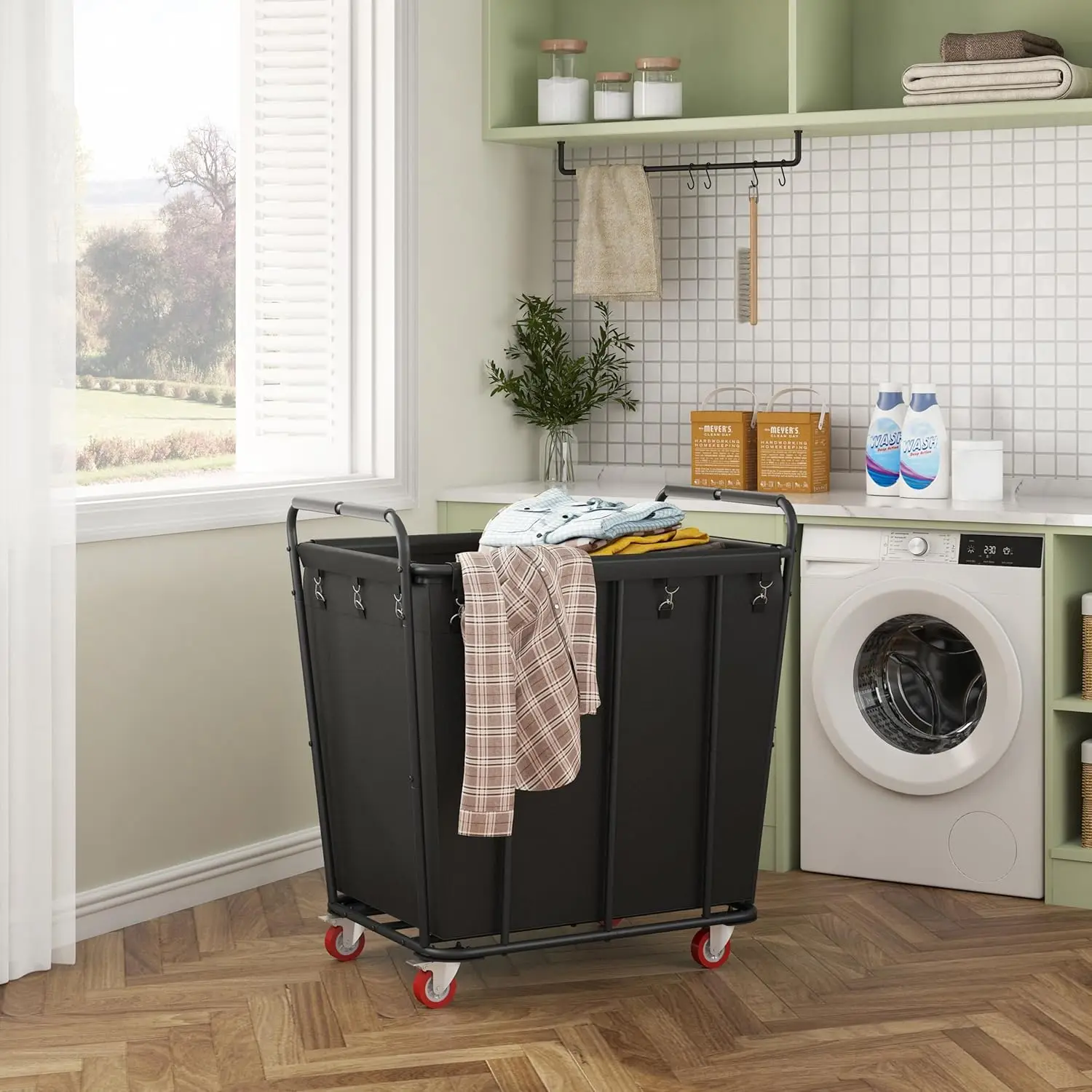 Large Rolling Laundry Hamper with Wheels, Laundry Sorter Cart for Clothes Storage, Durable Laundry Basket with Lockable Wheels,