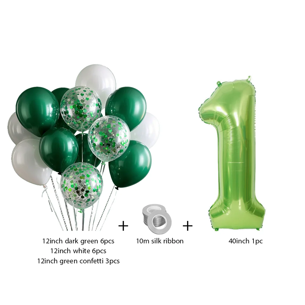 

17pcs/set Green Helium Balloons Birthday Party Decorations Kids Boy 40Inch Green Number 0-9 Balloon Anniversary Date Supplies