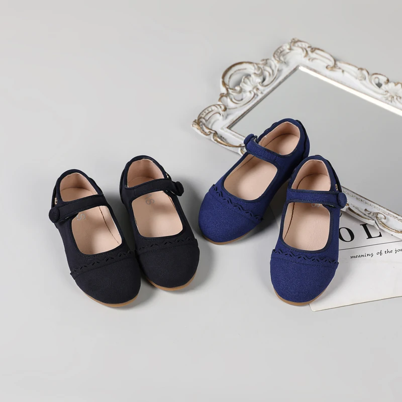 AS New Kids Shoes Children Lace Flats Baby Girls Princess Shoes Boys Slip On Loafers School Platforms Black Fashion Mary Jane